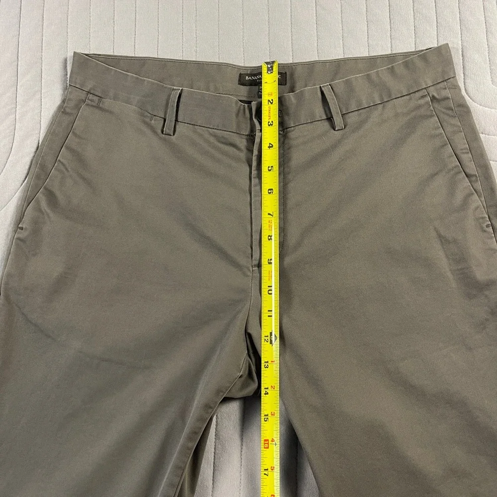 Banana Republic Mens Slim Fit Chino Pants 34x32 Olive Khaki Stretch Cotton Blend